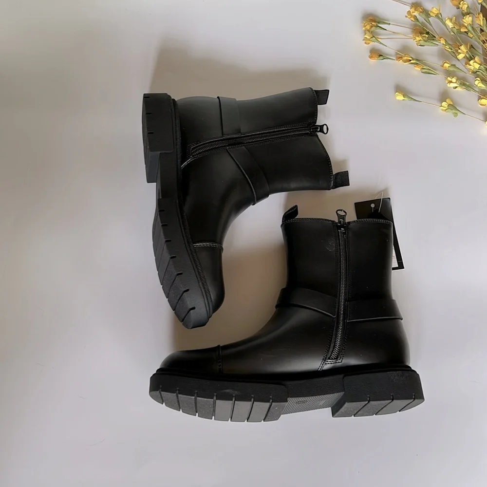 Art Class Kids Crosby Harness Moto Boots Black Size 3